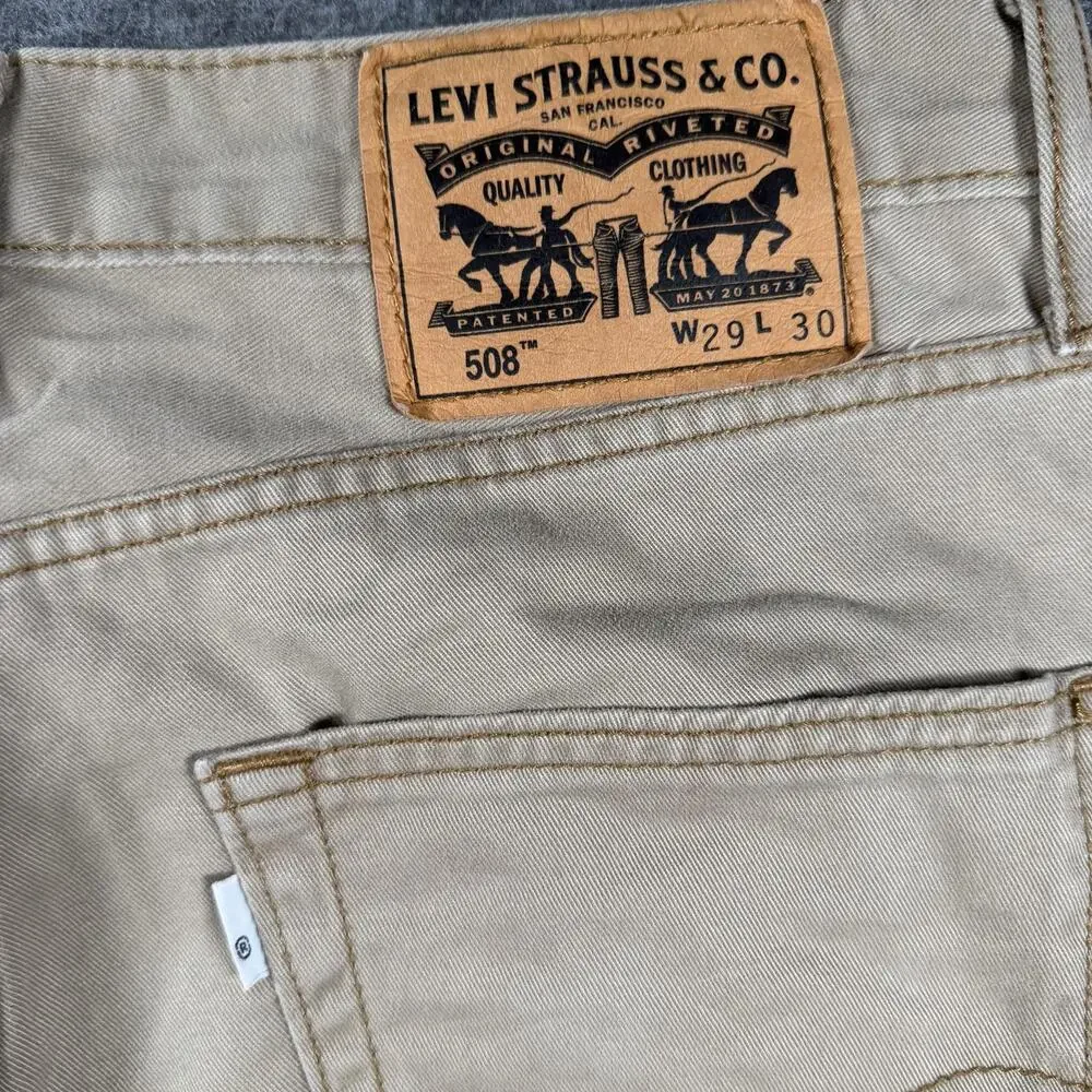 Levis 508 Jeans Mens 29x29 Beige Tapered Leg Regular Fit Denim Casual Pants